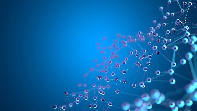 Molecular structure on a blue background 